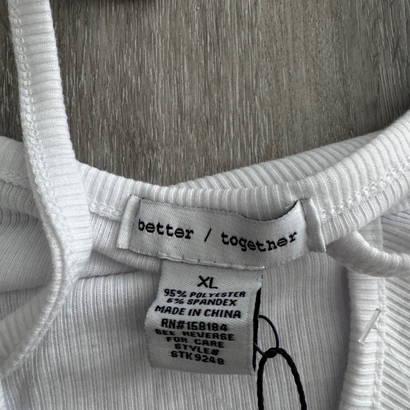 NWT BETTER TOGETHER WHITE CAMI CROPPED - Picture 3 of 4